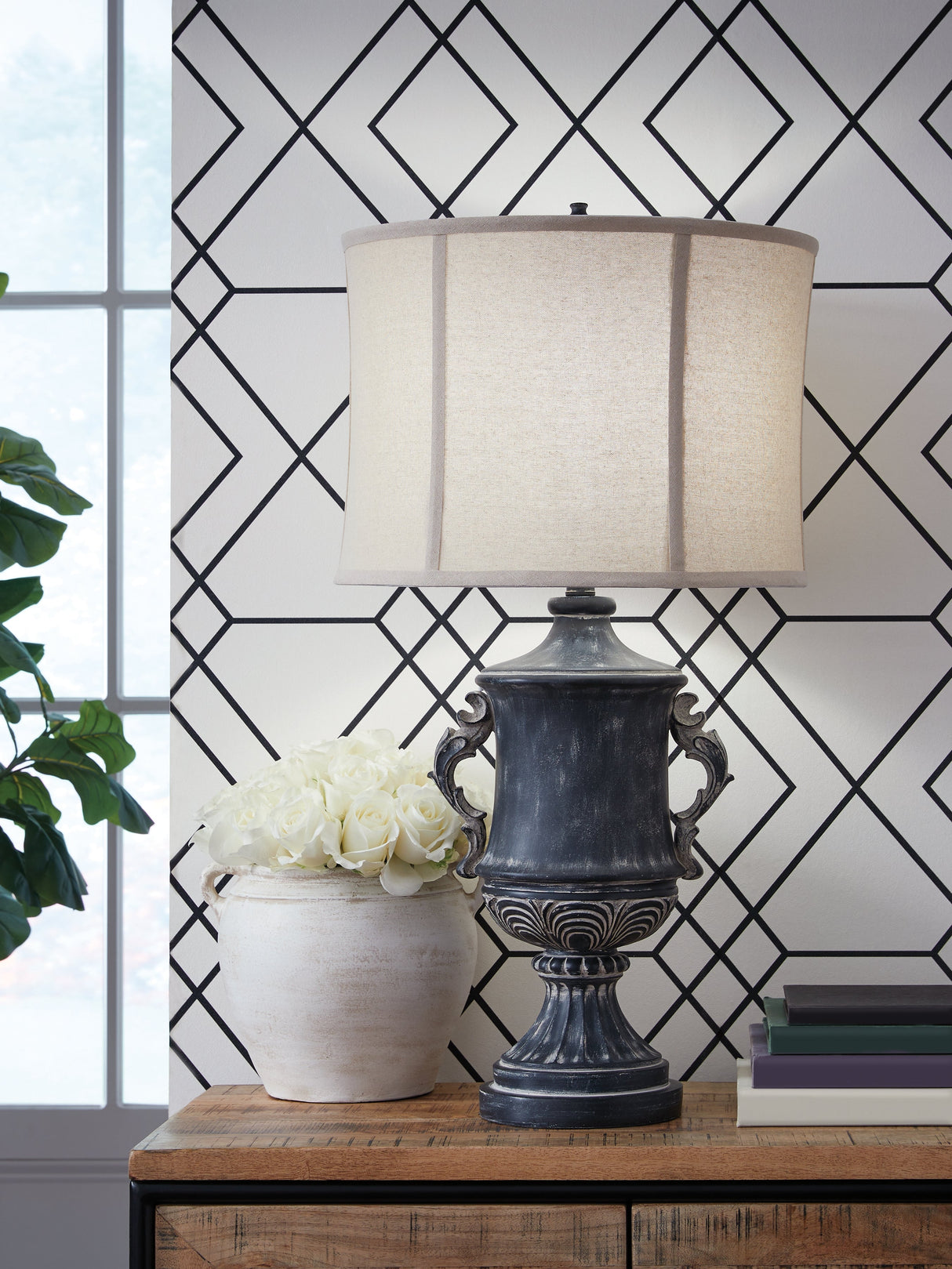 Morvanford Antique Black Table Lamp by Ashley at Eve Furniture