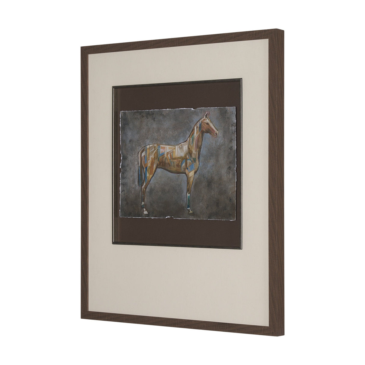 Mosaic Horse II by Mercana Studio a Hand Embellished Framed Art Print Matted under Glass by Mercana at Eve Furniture