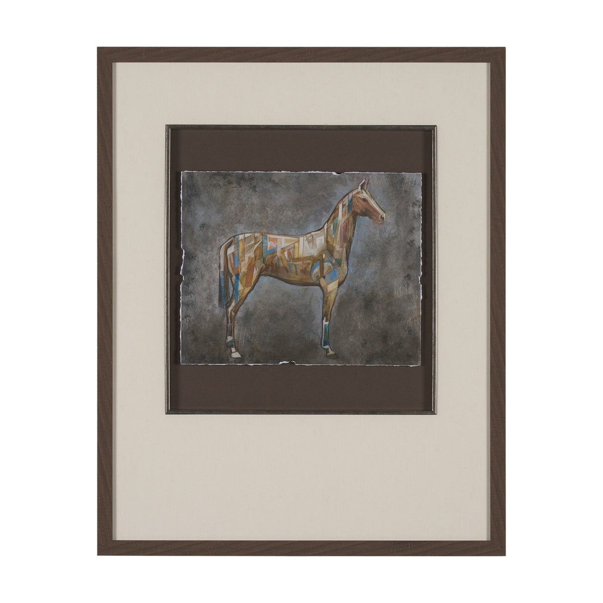 Mosaic Horse II by Mercana Studio a Hand Embellished Framed Art Print Matted under Glass by Mercana at Eve Furniture