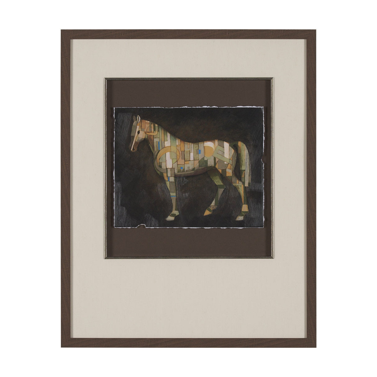 Mosaic Horse III by Mercana Studio a Hand Embellished Framed Art Print Matted under Glass by Mercana at Eve Furniture