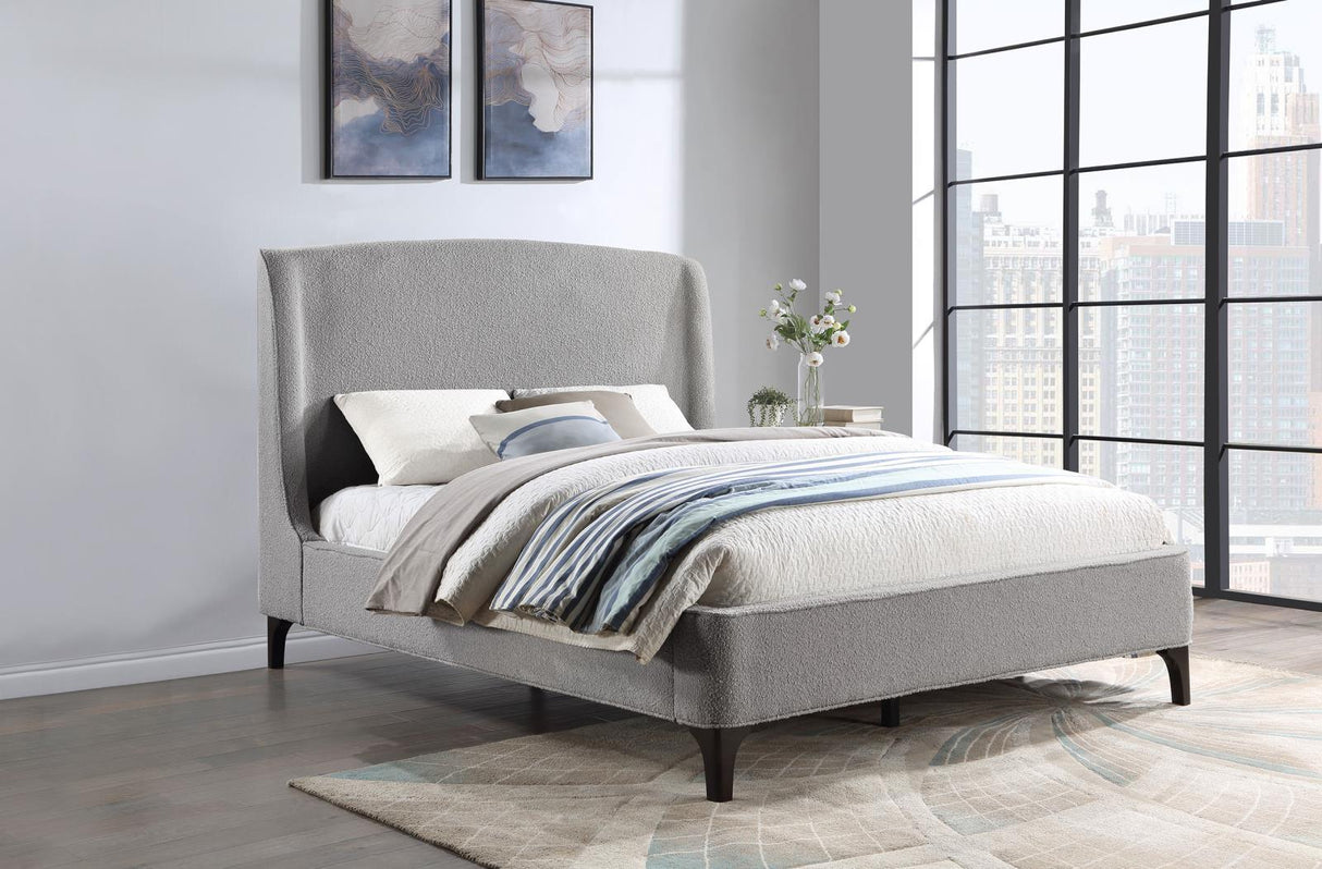 Mosby Light Gray Upholstered Curved Headboard Eastern King Platform Bed by Coaster at Eve Furniture