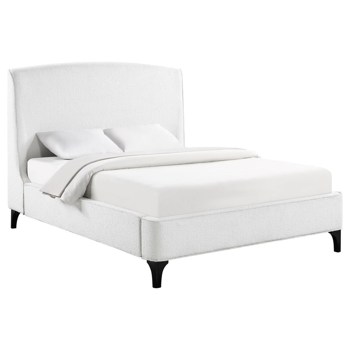 Mosby White Upholstered Curved Headboard Eastern King Platform Bed by Coaster at Eve Furniture