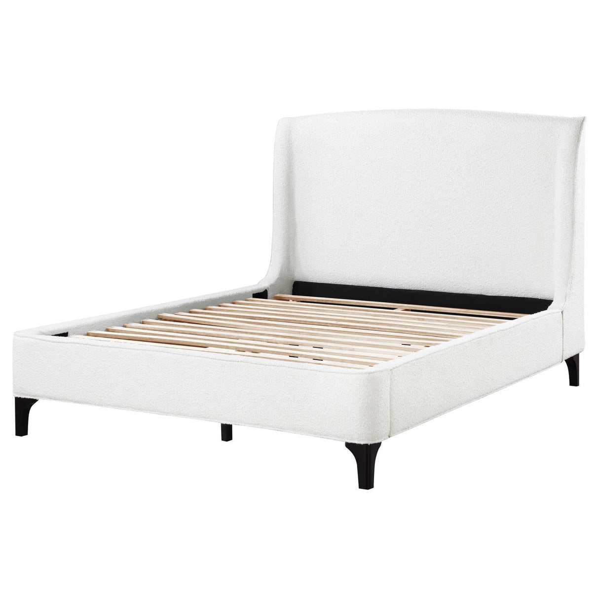 Mosby White Upholstered Curved Headboard Eastern King Platform Bed by Coaster at Eve Furniture