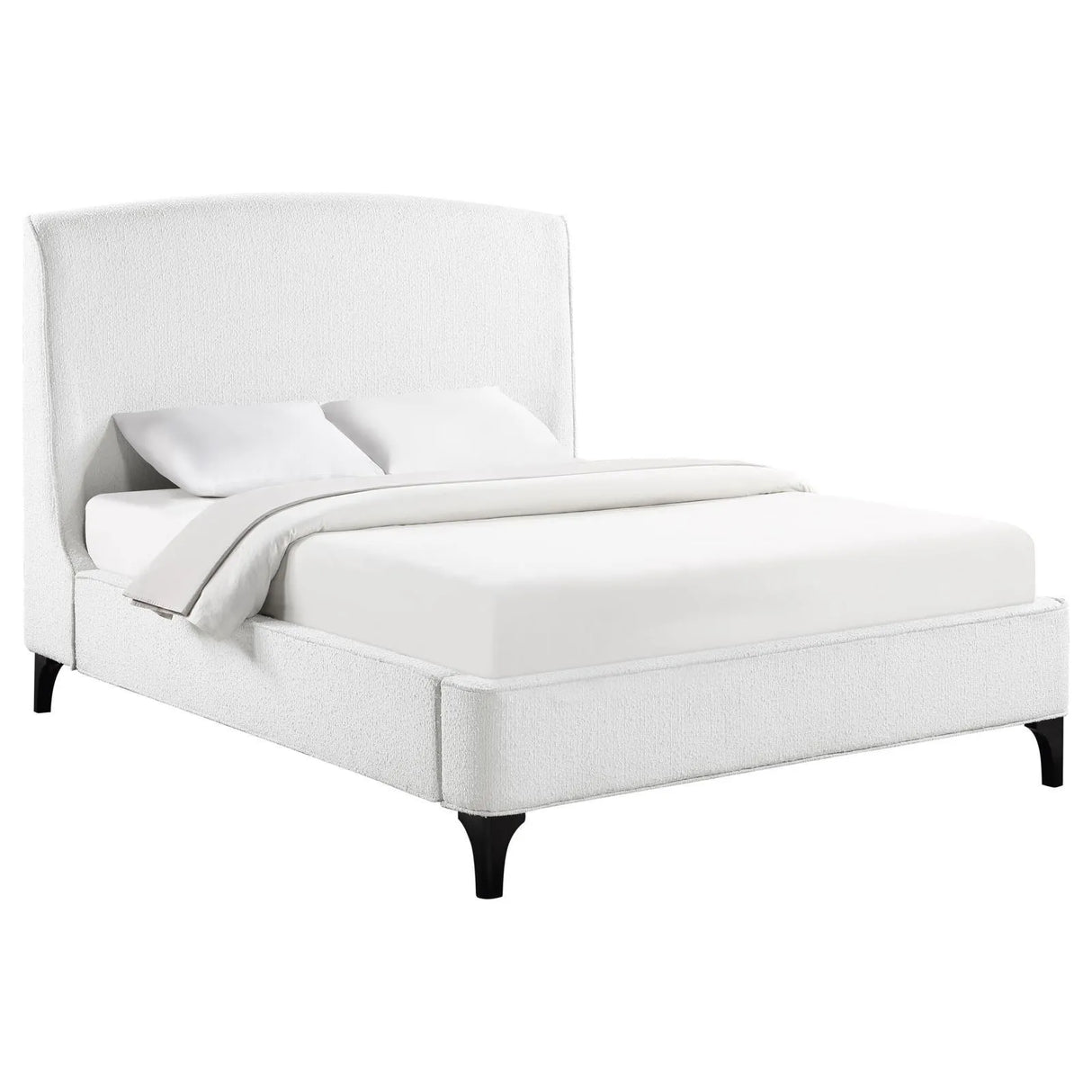 Mosby White Upholstered Curved Headboard Queen Platform Bed by Coaster at Eve Furniture