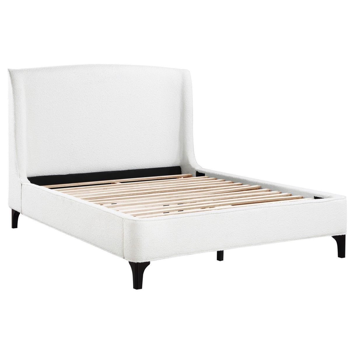 Mosby White Upholstered Curved Headboard Queen Platform Bed by Coaster at Eve Furniture