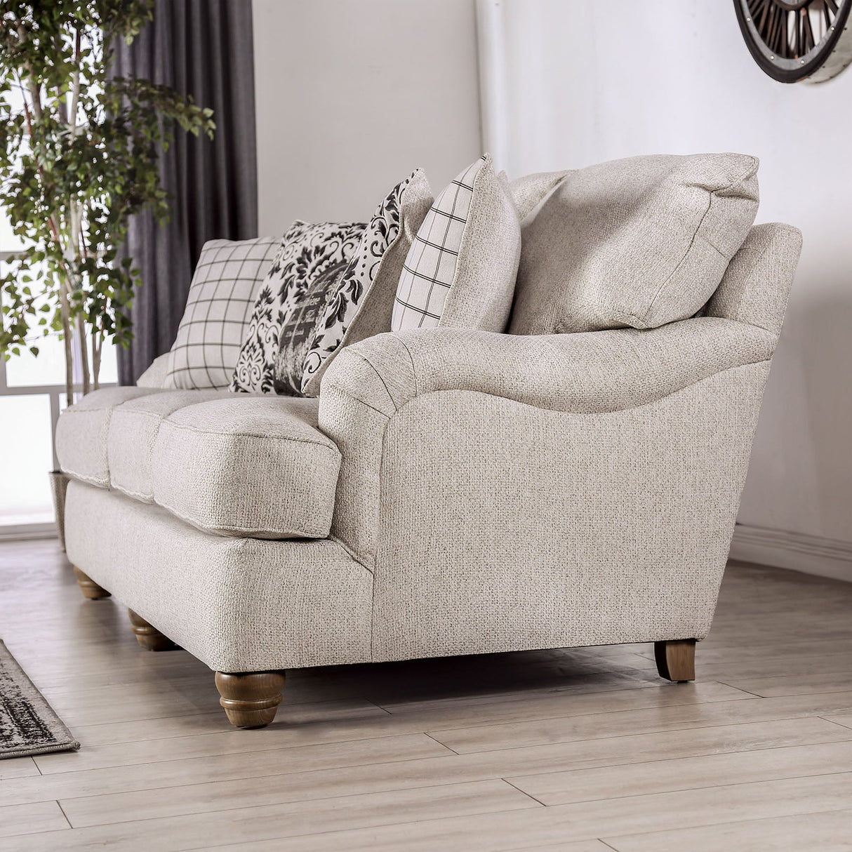 Mossley Ivory Sofa & Loveseat by Furniture of America at Eve Furniture