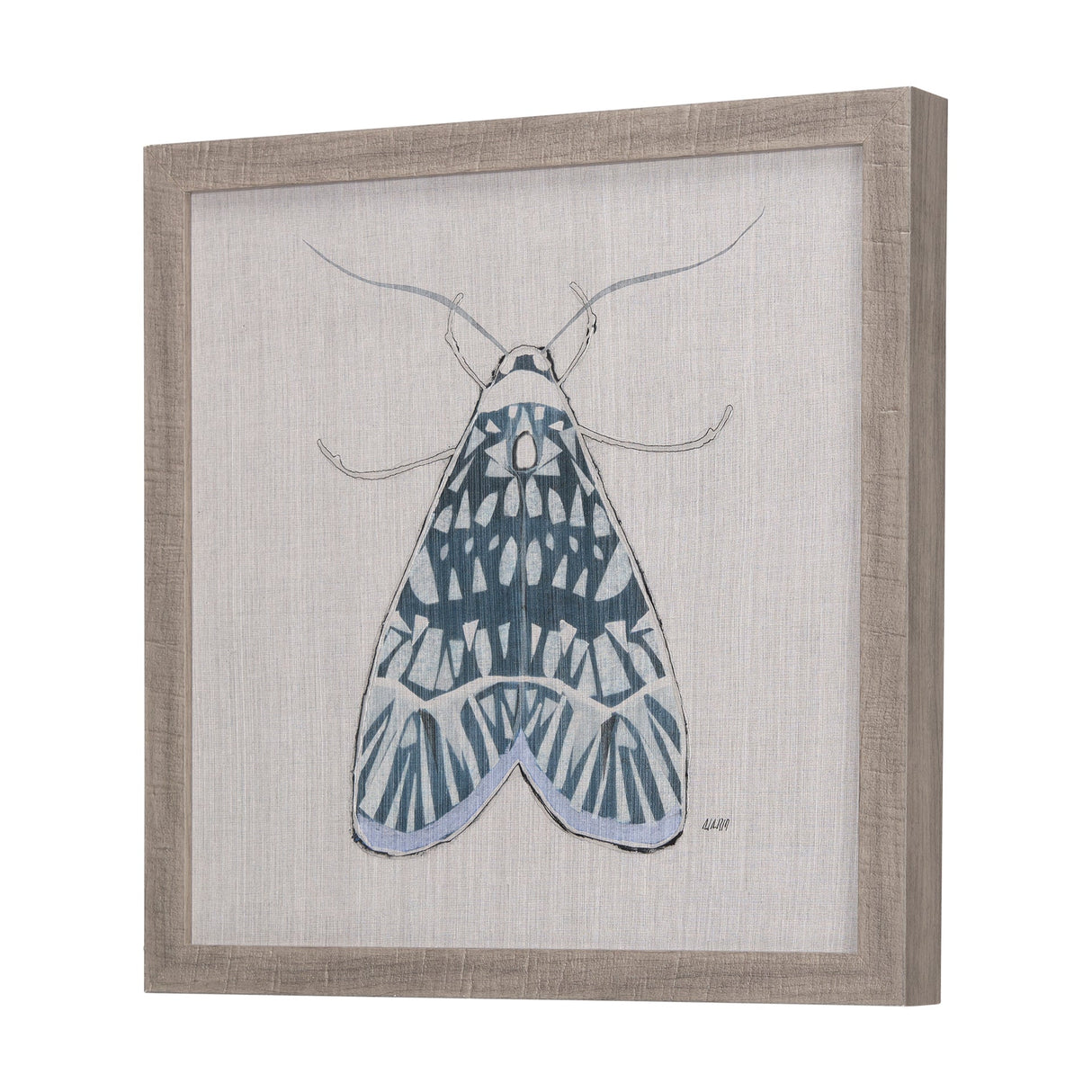 Moth Blue I by Mercana Studio a Hand Embellished Textured Framed Art Print by Mercana at Eve Furniture