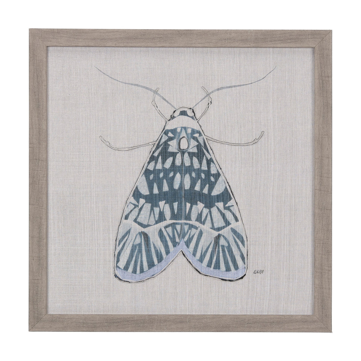 Moth Blue I by Mercana Studio a Hand Embellished Textured Framed Art Print by Mercana at Eve Furniture