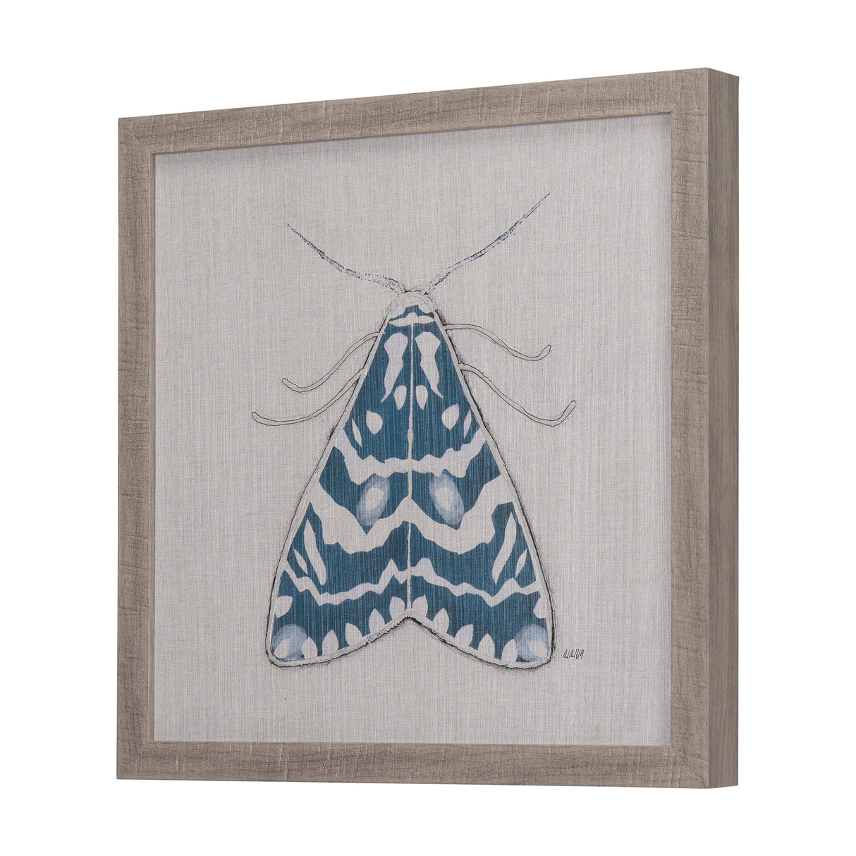 Moth Blue III by Mercana Studio a Hand Embellished Textured Framed Art Print by Mercana at Eve Furniture