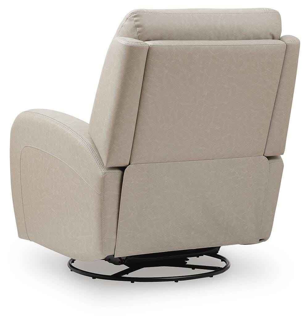 Motion-Max Stonewash Swivel Glider Power Recliner by Ashley at Eve Furniture