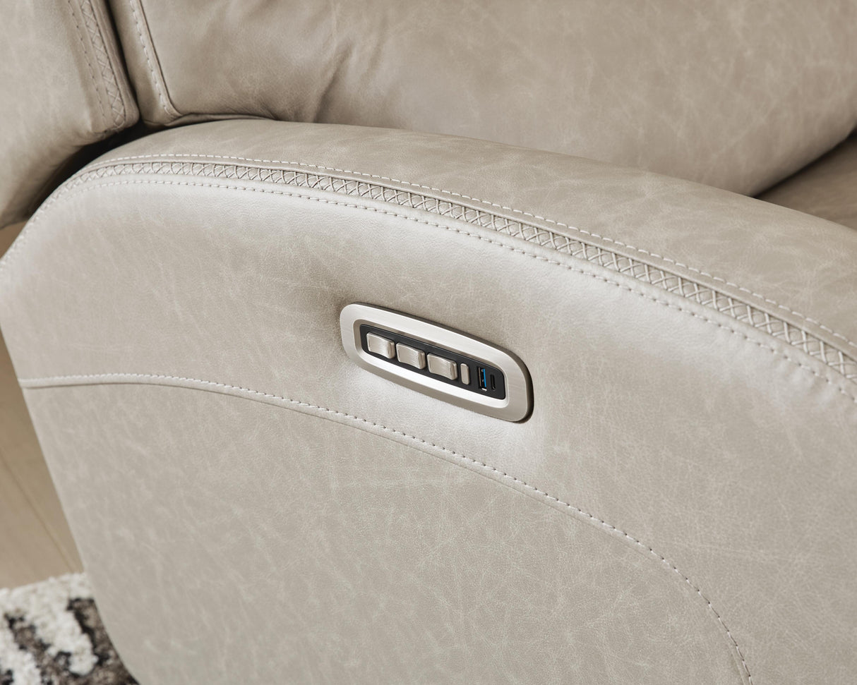 Motion-Max Stonewash Swivel Glider Power Recliner by Ashley at Eve Furniture