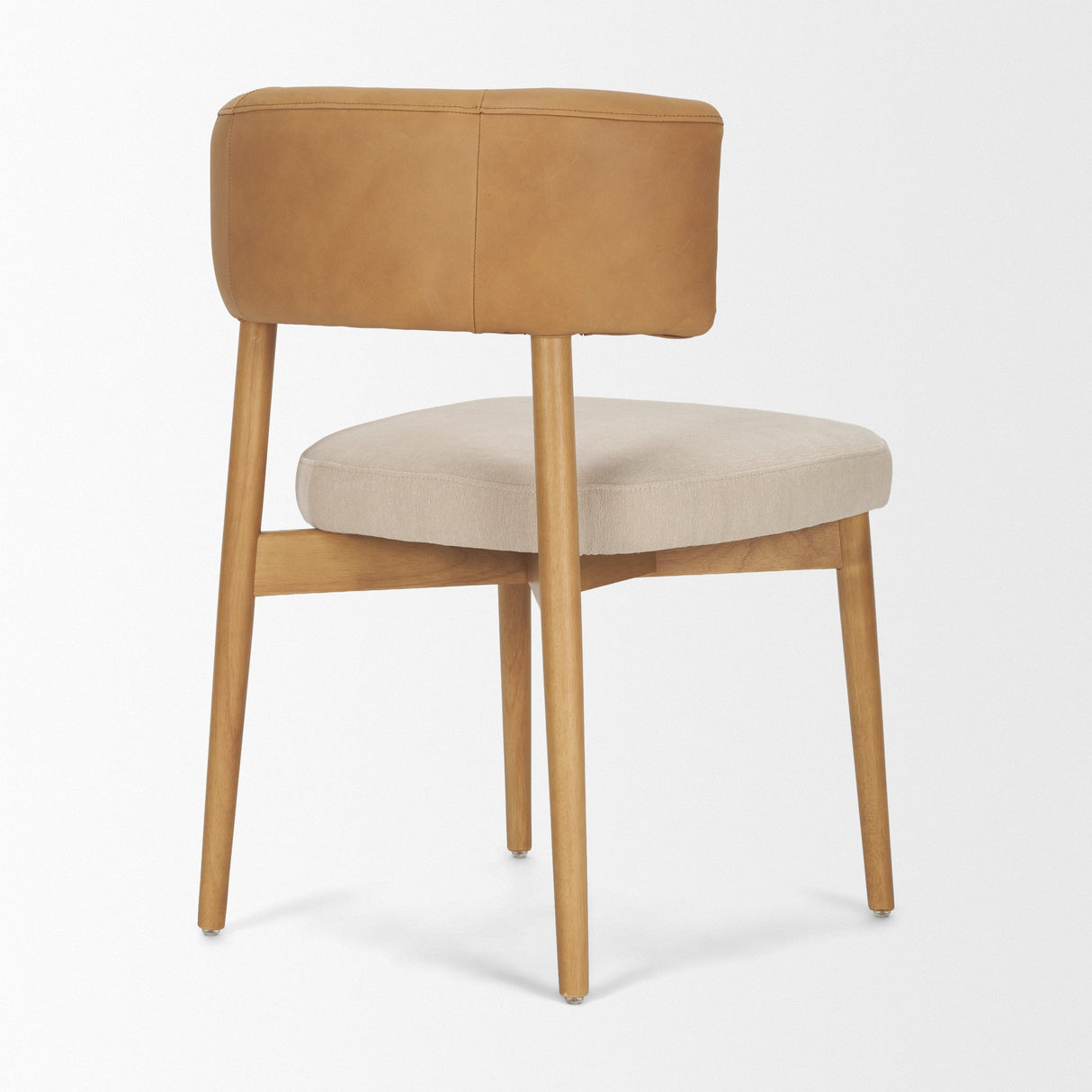 Motley Curved Open Back Cream Fabric and Tan Leather Dining Chair, Set of 2 by Mercana at Eve Furniture