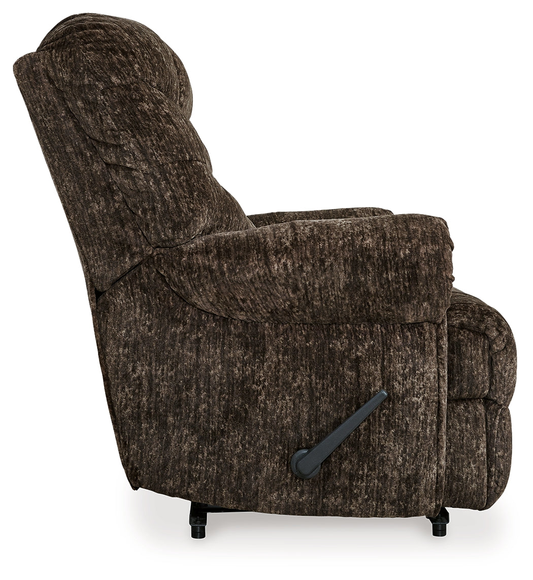 Movie Man Chocolate Recliner by Ashley at Eve Furniture