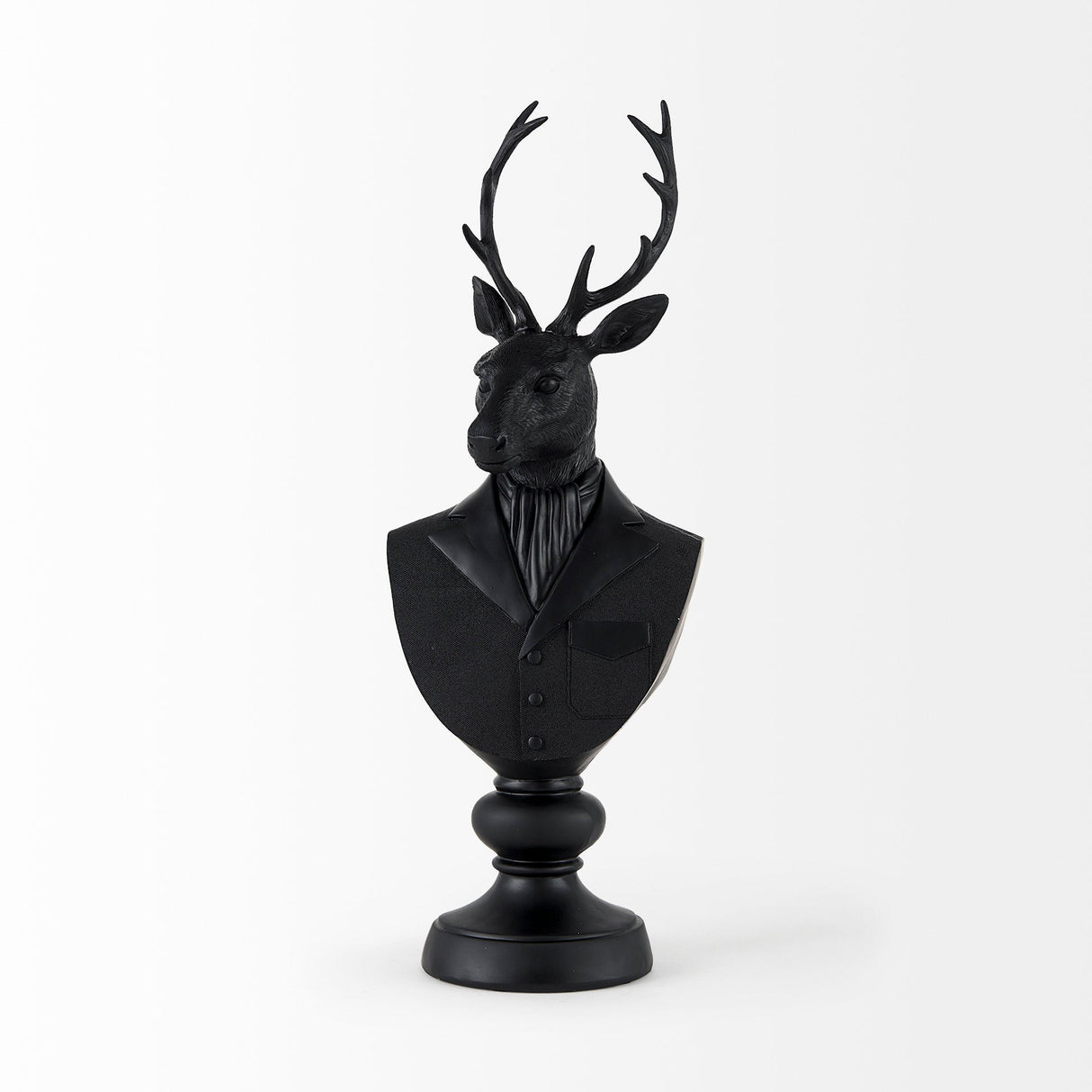 Mozart 8.2L x 6.0W x 22.5H Black Painted Resin Deer Bust by Mercana at Eve Furniture