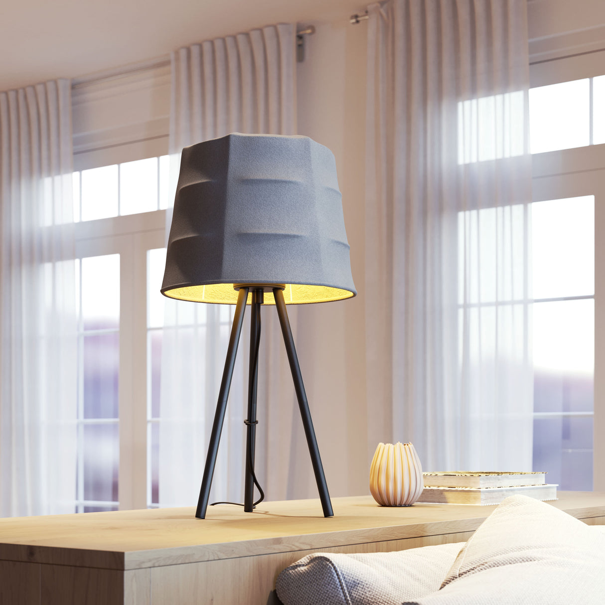 Mozzi Gray & Black Table Lamp by Zuomod at Eve Furniture