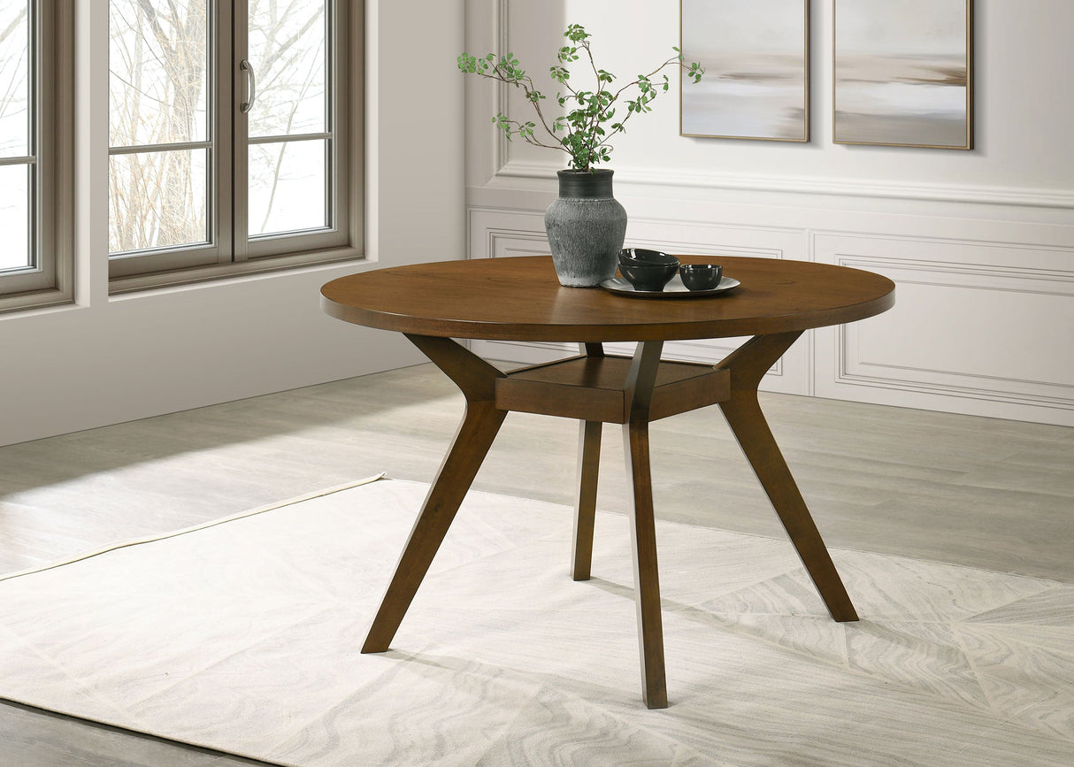 Mueller Brown 48-inch Round Mindi Veneer Dining Table by Coaster at Eve Furniture