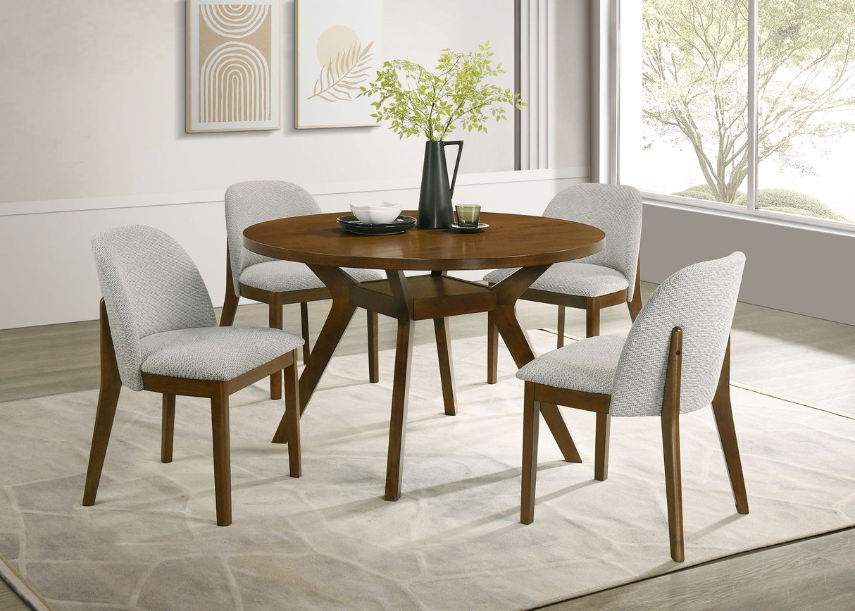 Mueller Brown And Beige 5-Piece 48-inch Round Dining Room Set by Coaster at Eve Furniture