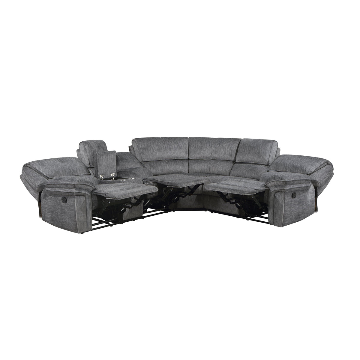 Muirfield Gray 3-Piece Reclining Sectional with Left Console by Homelegance at Eve Furniture