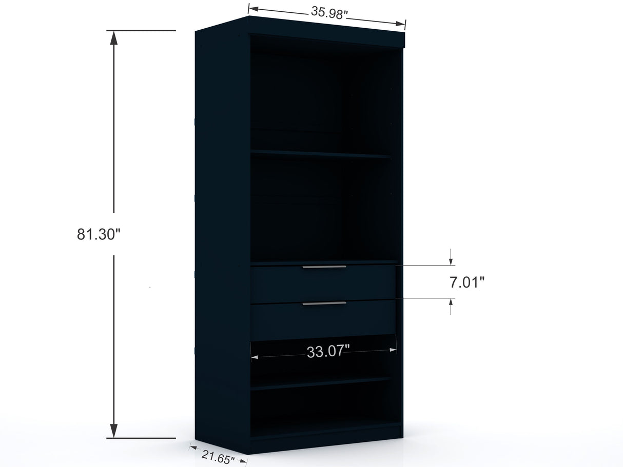 Mulberry 2.0 Sectional Wardrobe Closet in Tatiana Midnight Blue by Manhattan Comfort at Eve Furniture