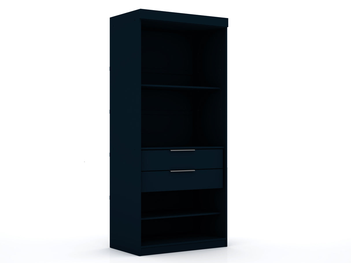 Mulberry 2.0 Sectional Wardrobe Closet in Tatiana Midnight Blue by Manhattan Comfort at Eve Furniture
