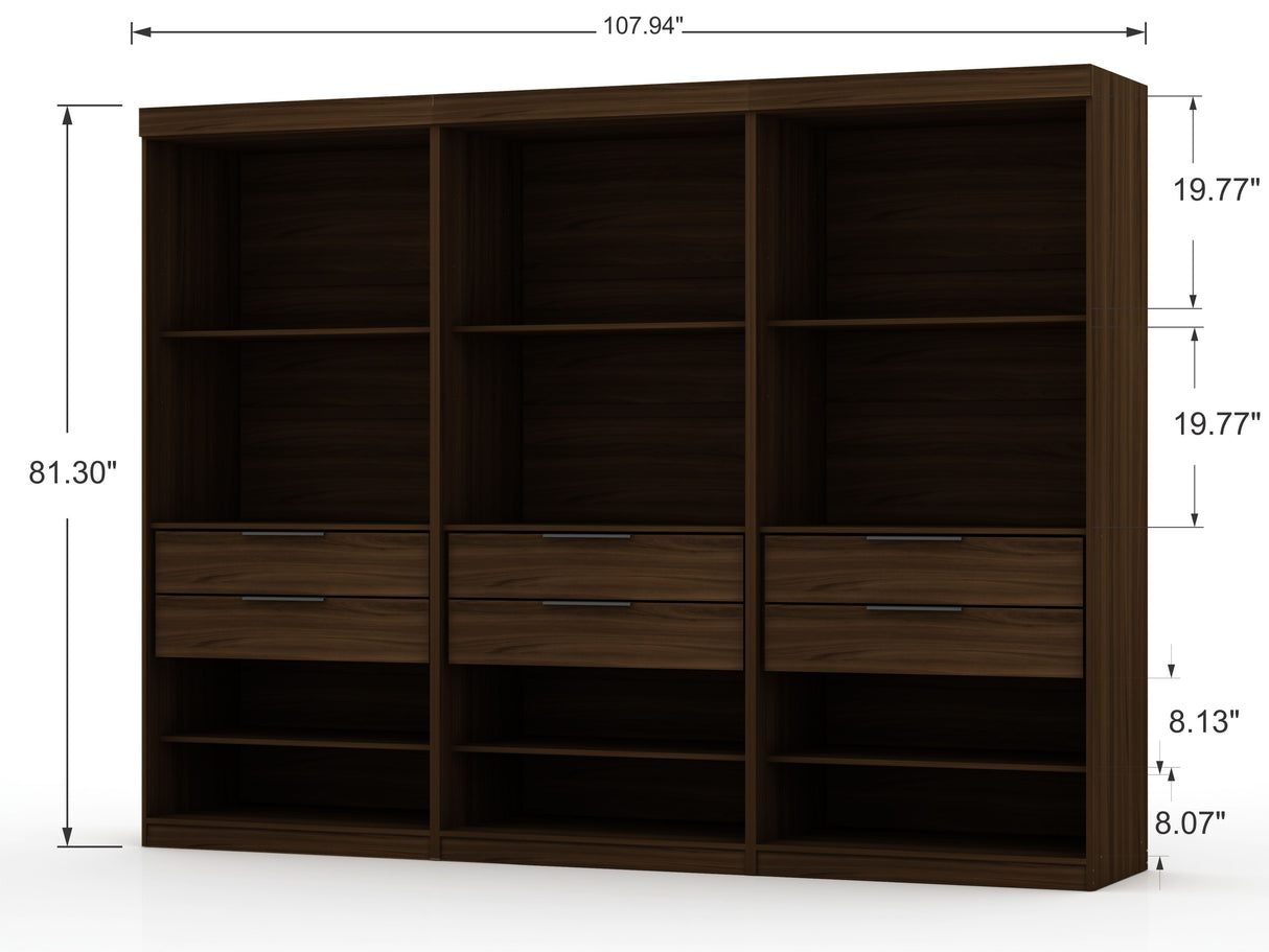 Mulberry 2.0 Wardrobe Closet in Brown (set of 3) by Manhattan Comfort at Eve Furniture