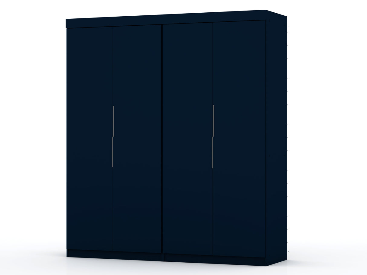 Mulberry 2.0 Wardrobe Closet in Tatiana Midnight Blue (set of 2) by Manhattan Comfort at Eve Furniture