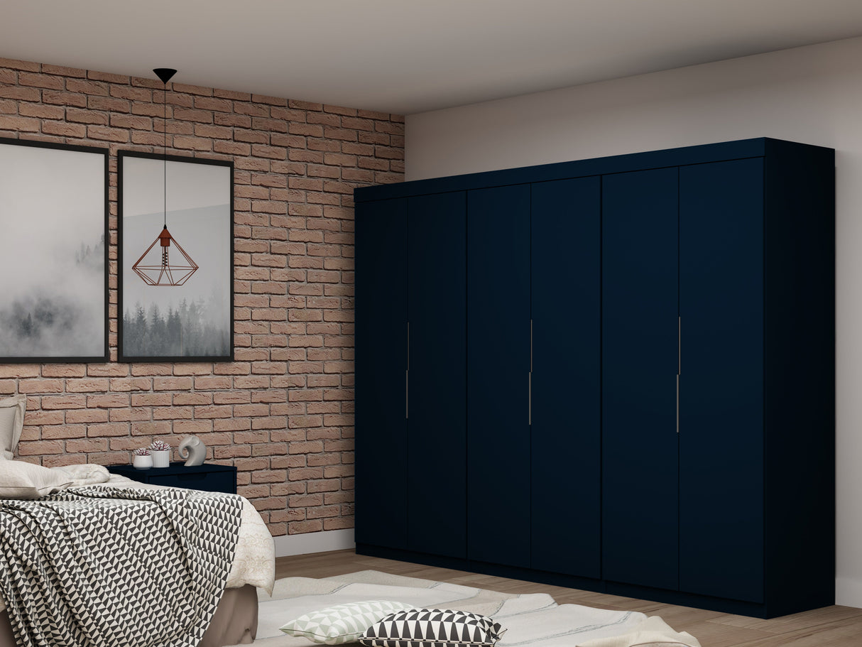 Mulberry 2.0 Wardrobe Closet in Tatiana Midnight Blue (set of 3) by Manhattan Comfort at Eve Furniture