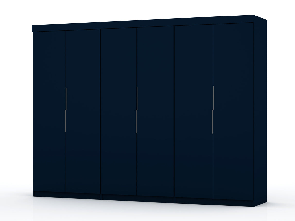 Mulberry 2.0 Wardrobe Closet in Tatiana Midnight Blue (set of 3) by Manhattan Comfort at Eve Furniture