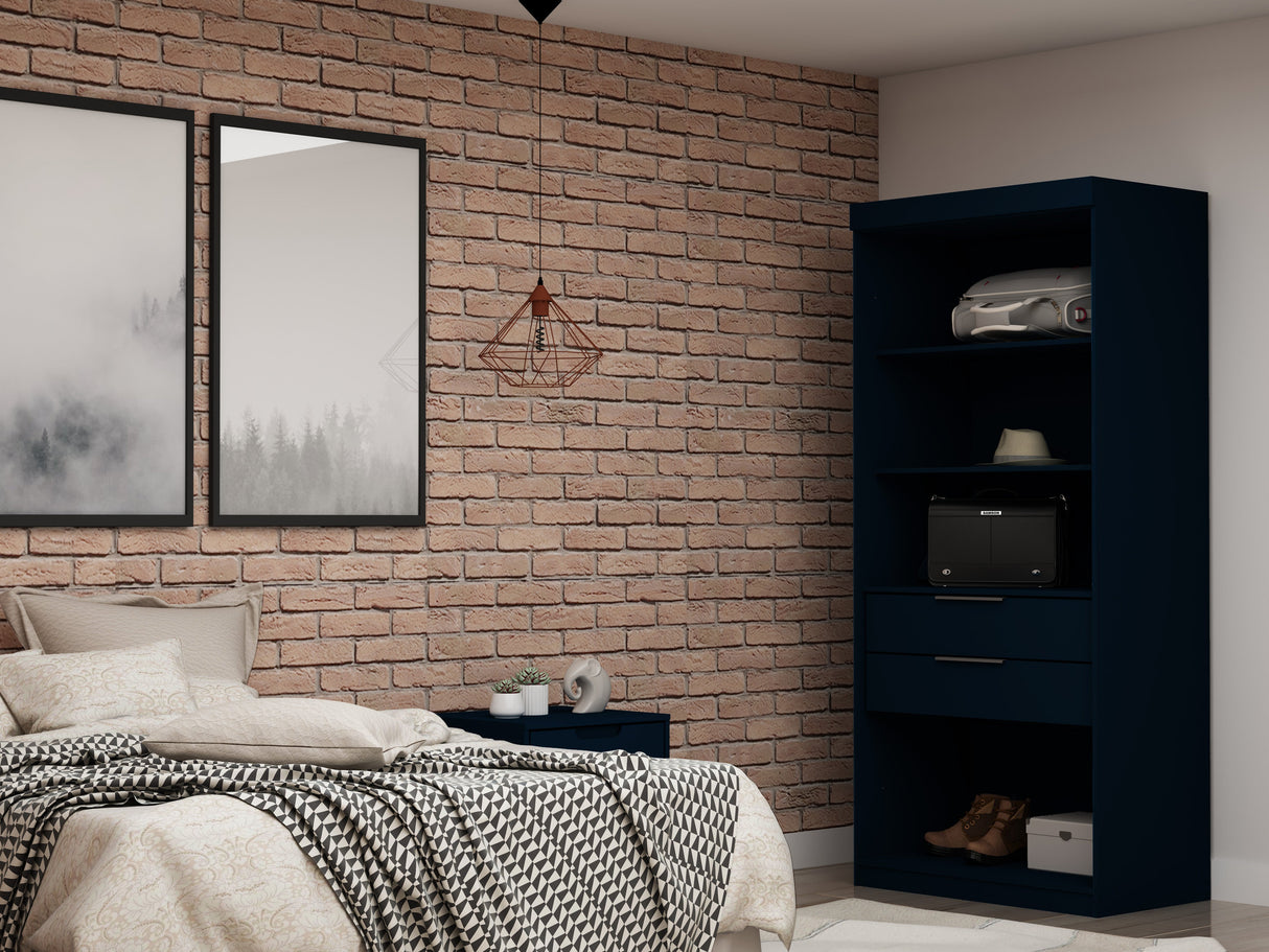 Mulberry Open 1 Sectional Closet in Tatiana Midnight Blue by Manhattan Comfort at Eve Furniture