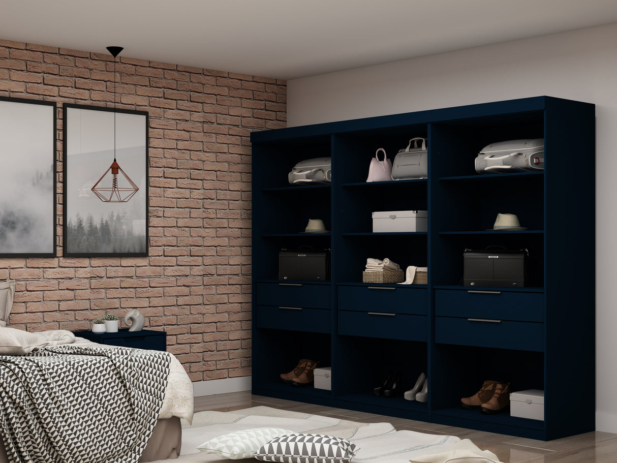 Mulberry Open 3 Sectional Closet in Tatiana Midnight Blue (set of 3) by Manhattan Comfort at Eve Furniture