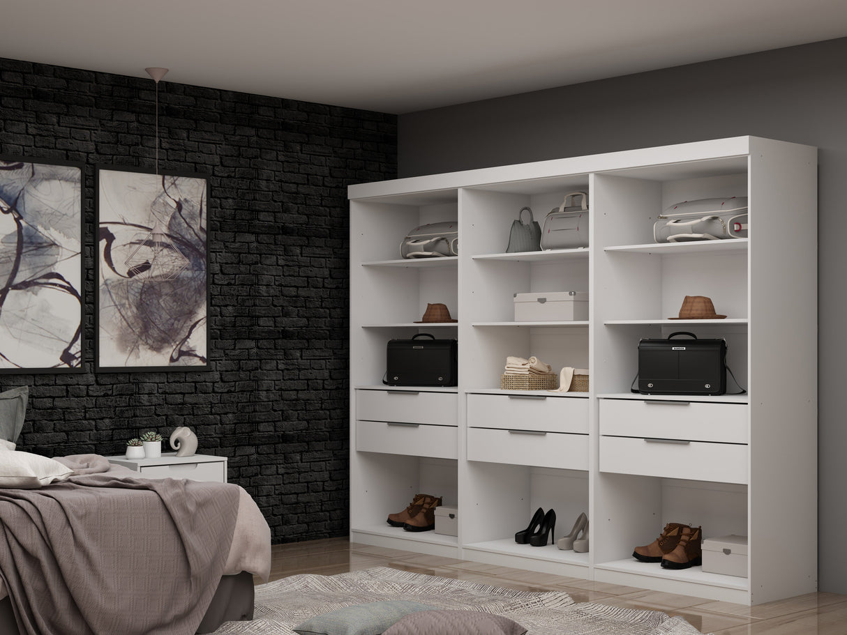 Mulberry Open 3 Sectional Closet in White (set of 3) by Manhattan Comfort at Eve Furniture
