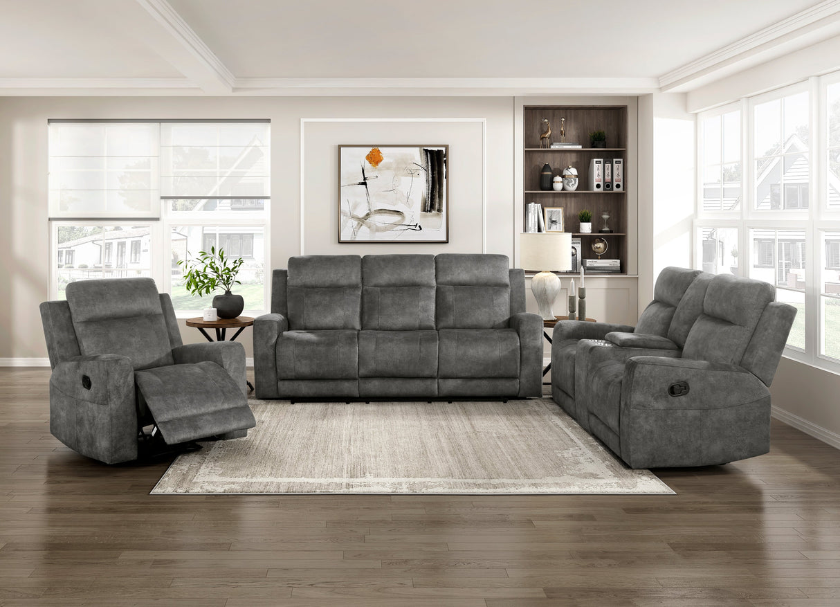 Muncie Brownish Gray Double Reclining Living Room Set by Homelegance at Eve Furniture