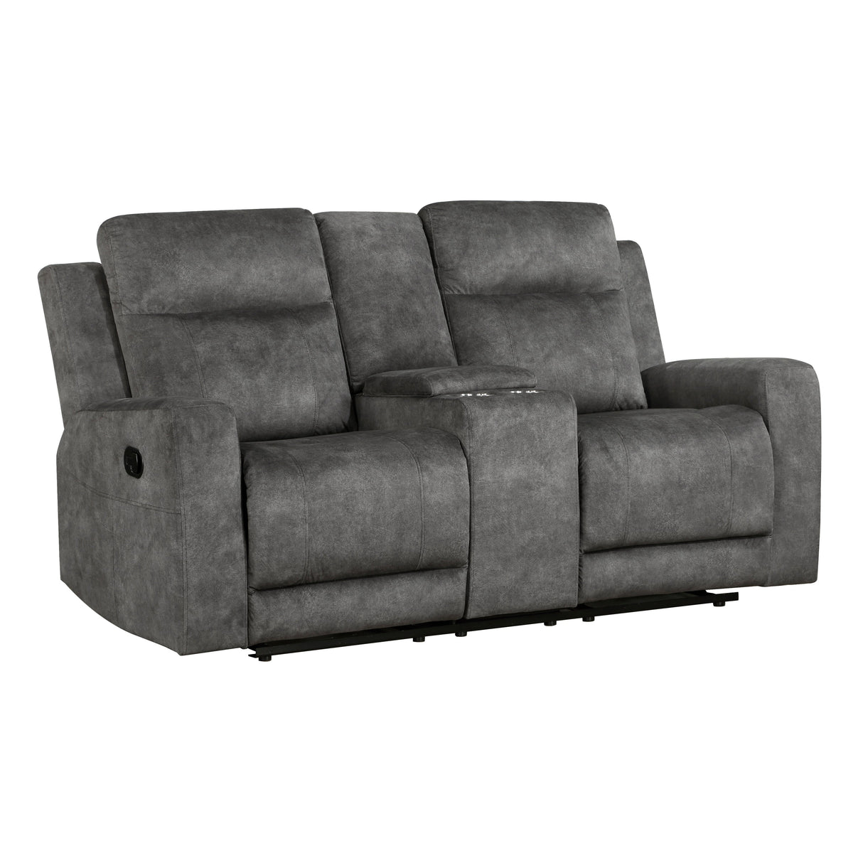 Muncie Brownish Gray Double Reclining Loveseat with Center Console by Homelegance at Eve Furniture