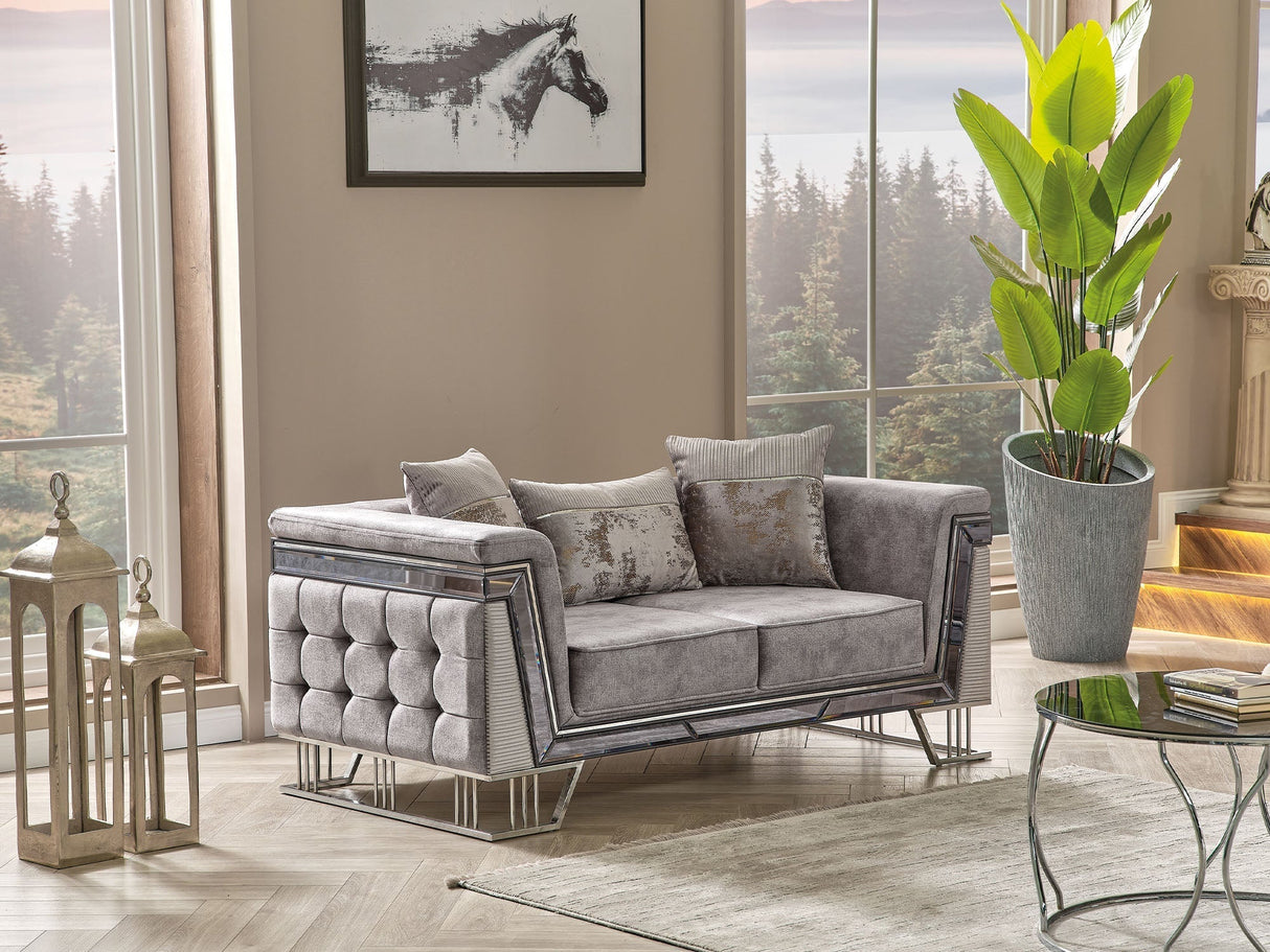 Munich 3-pieces (Sofa & Loveseat & Chair) Livingroom Set in Grey by Furnia at Eve Furniture