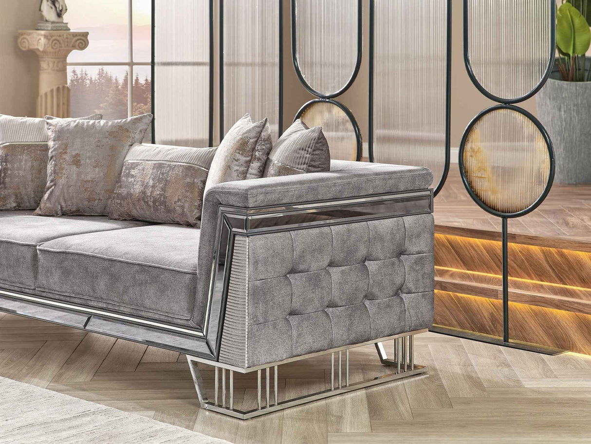 Munich Grey Stationary Loveseat by Furnia at Eve Furniture