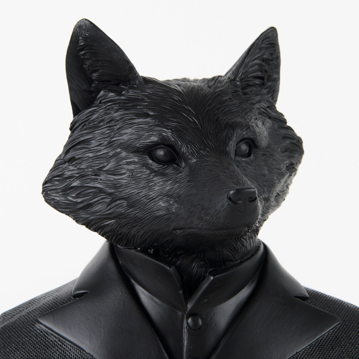 Murray 6.0L x 4.5W x 13.0H Black Painted Resin Fox in a Suit Bust by Mercana at Eve Furniture