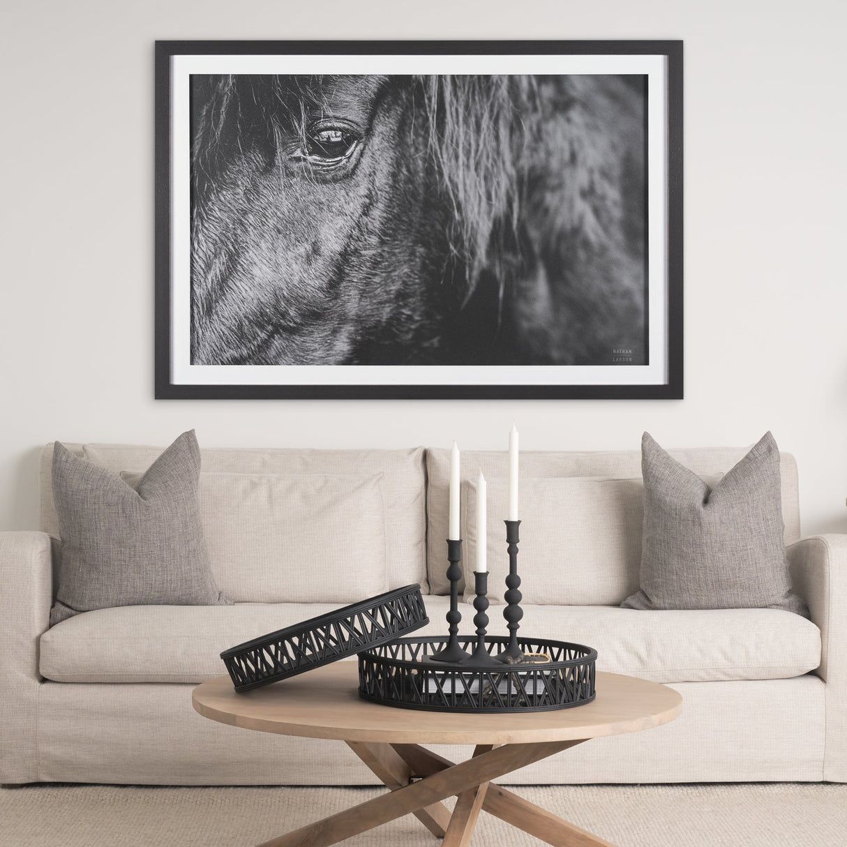 Mustang by Nathan Larson a Hand Embellished Framed Photo Art Print Matted under Glass by Mercana at Eve Furniture