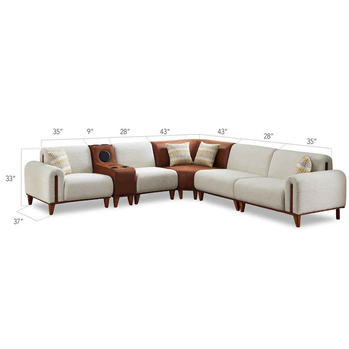 Mustang Modular Sectional Sofa Cream by Furnia at Eve Furniture