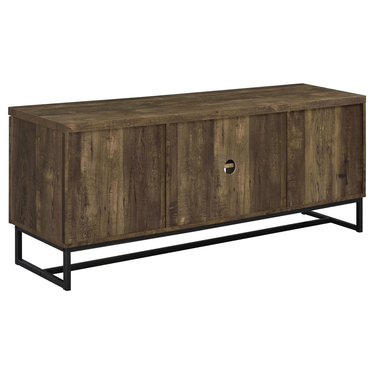Myles Rustic Oak Herringbone 2-Door TV Console with Adjustable Shelves Rustic Oak Herringbone by Coaster at Eve Furniture