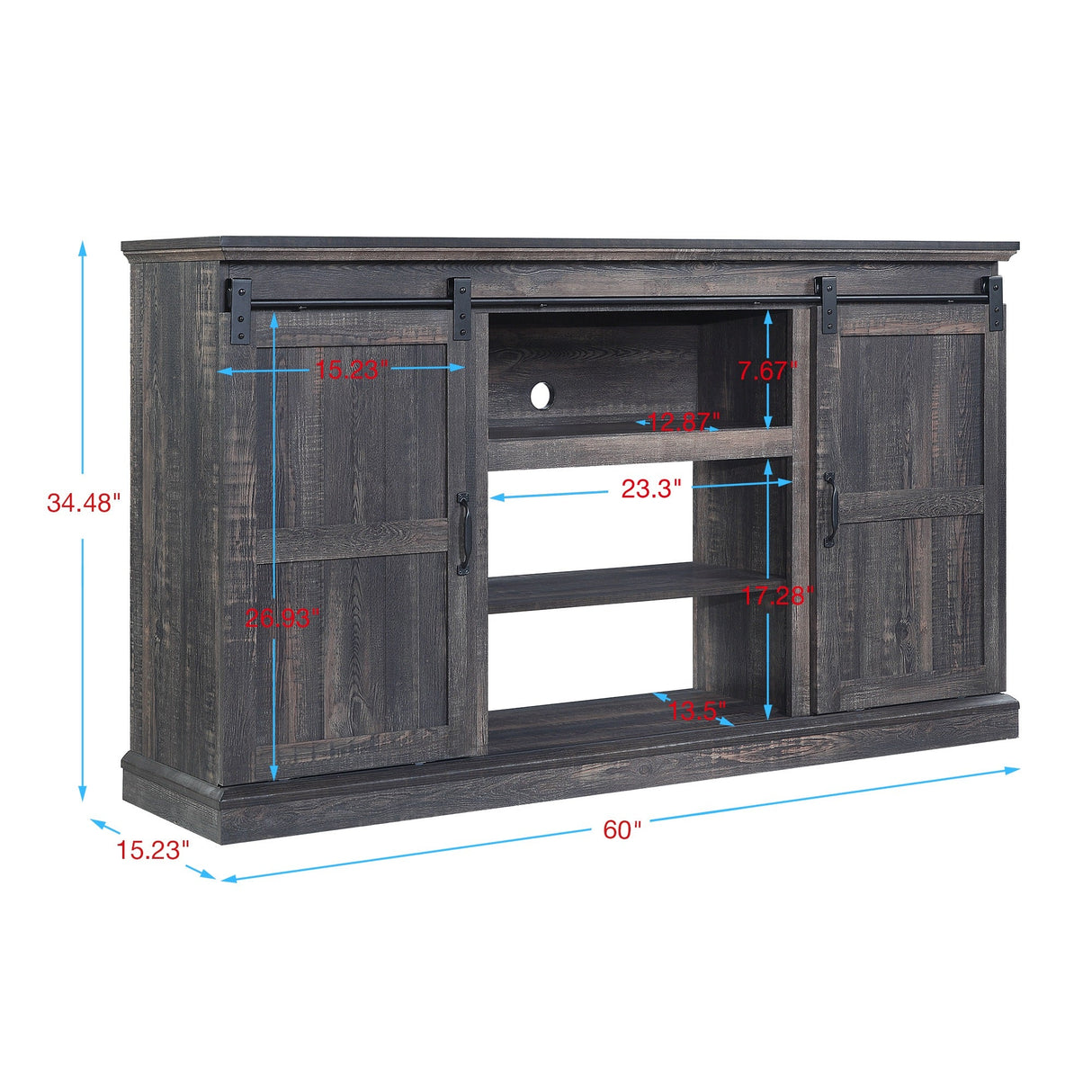 Myrtle 60" TV Stand in Heavy Brown by Manhattan Comfort at Eve Furniture