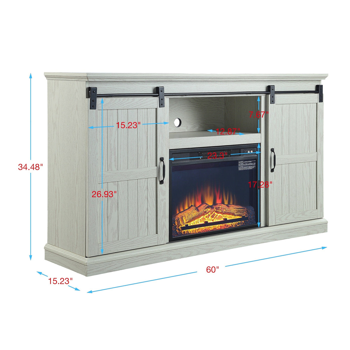 Myrtle Fireplace in Cream Oak by Manhattan Comfort at Eve Furniture