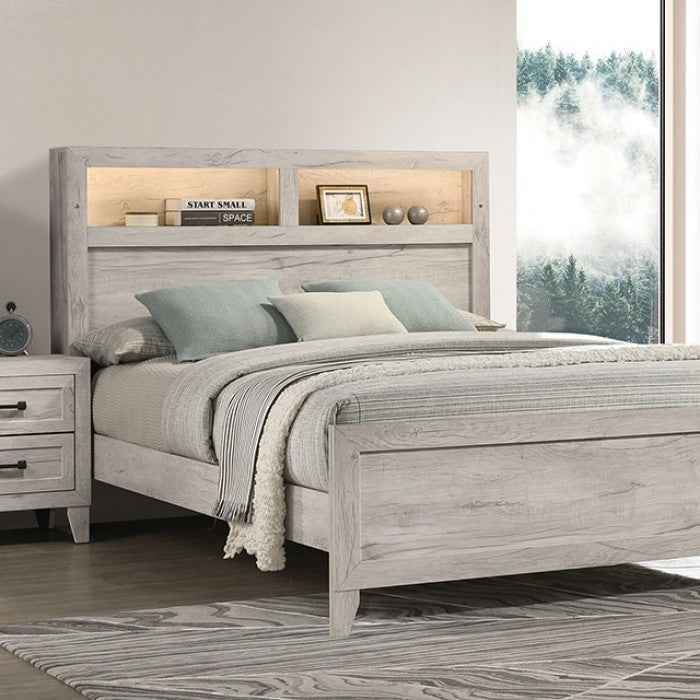 Mysen White Wash 5-Piece Queen Bedroom Set by Furniture of America at Eve Furniture