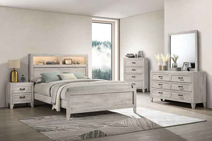 Mysen White Wash 5-Piece Queen Bedroom Set by Furniture of America at Eve Furniture