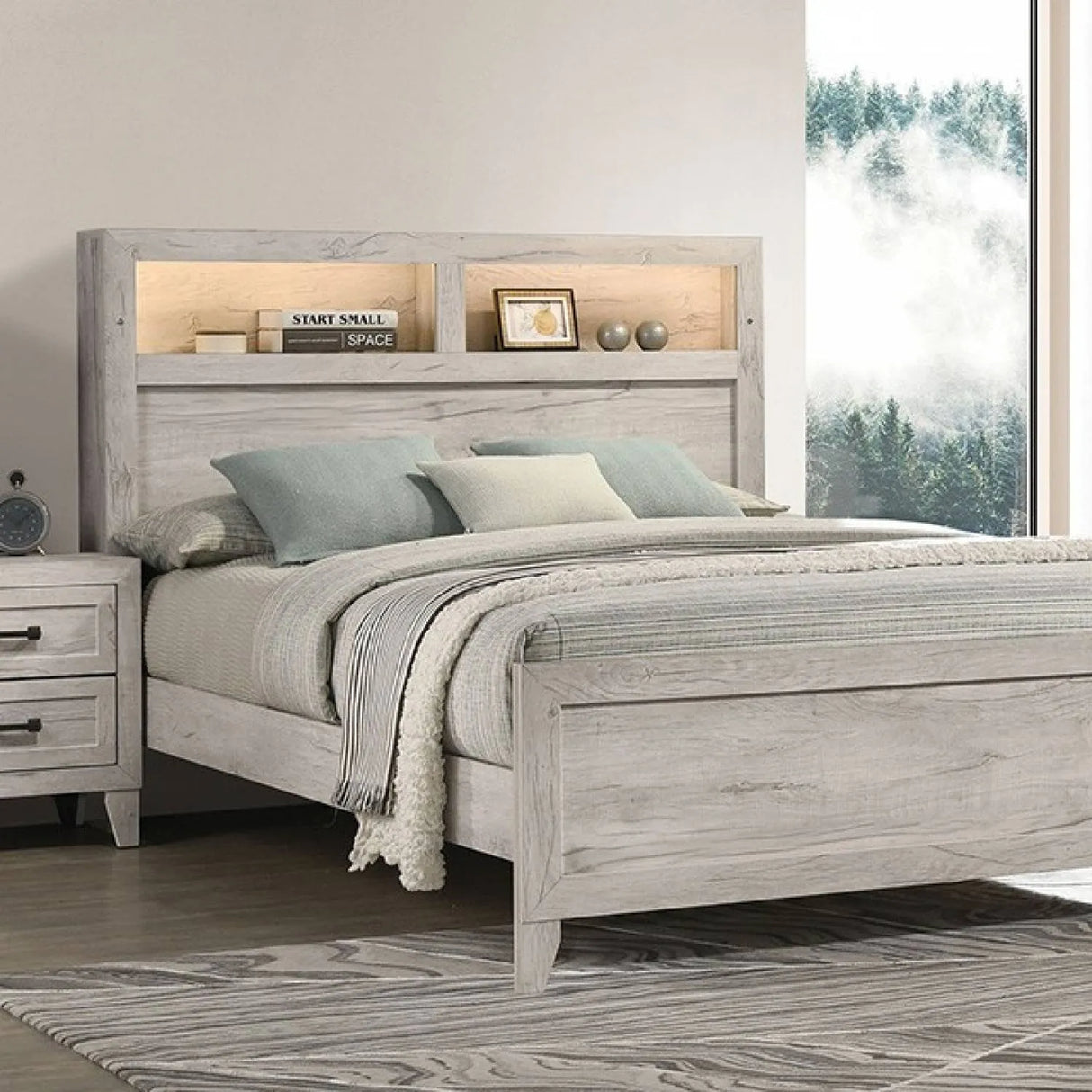 Mysen White Wash King Bed by Furniture of America at Eve Furniture