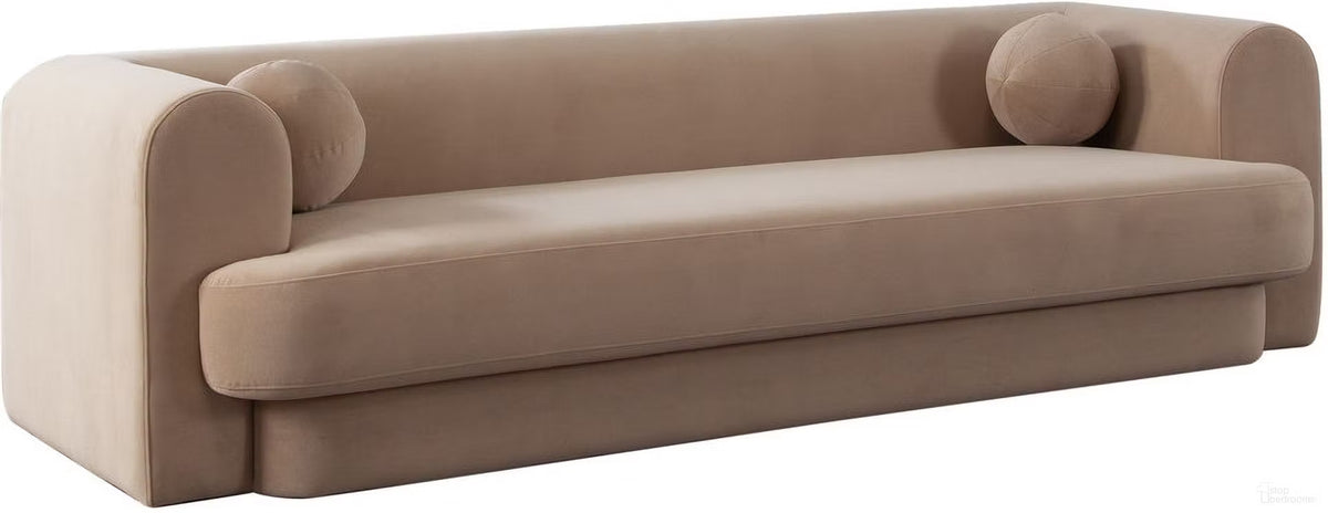 Form Sofa In Camel Performance Velvet With 2 Accent Pillow Balls by Diamond Sofa at Eve Furniture