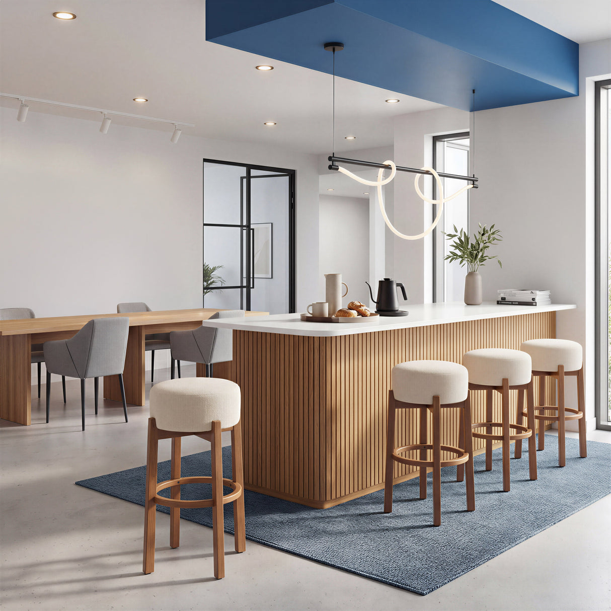 Nade Beige & Walnut Barstool (Set of 2) by Zuomod at Eve Furniture