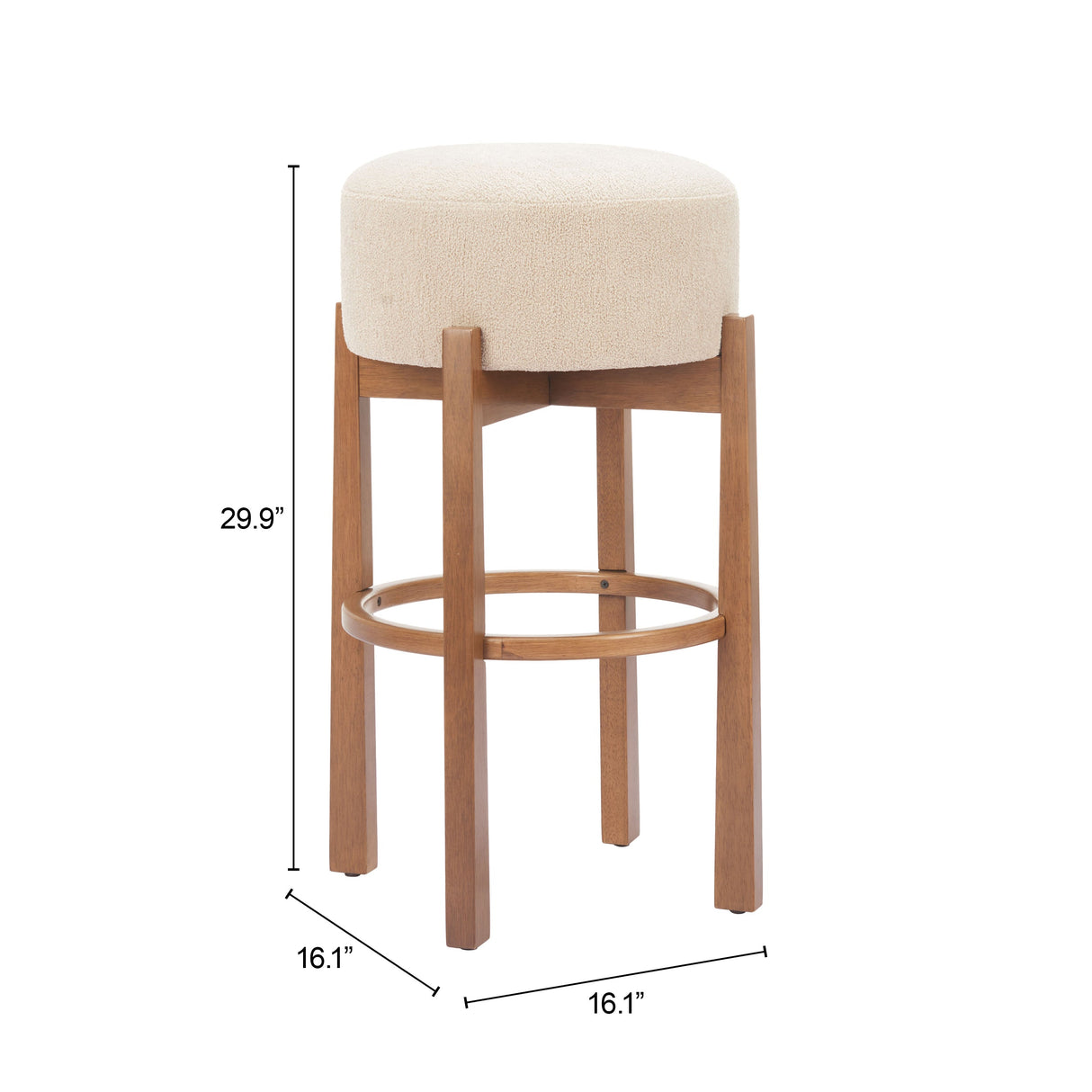 Nade Beige & Walnut Barstool (Set of 2) by Zuomod at Eve Furniture