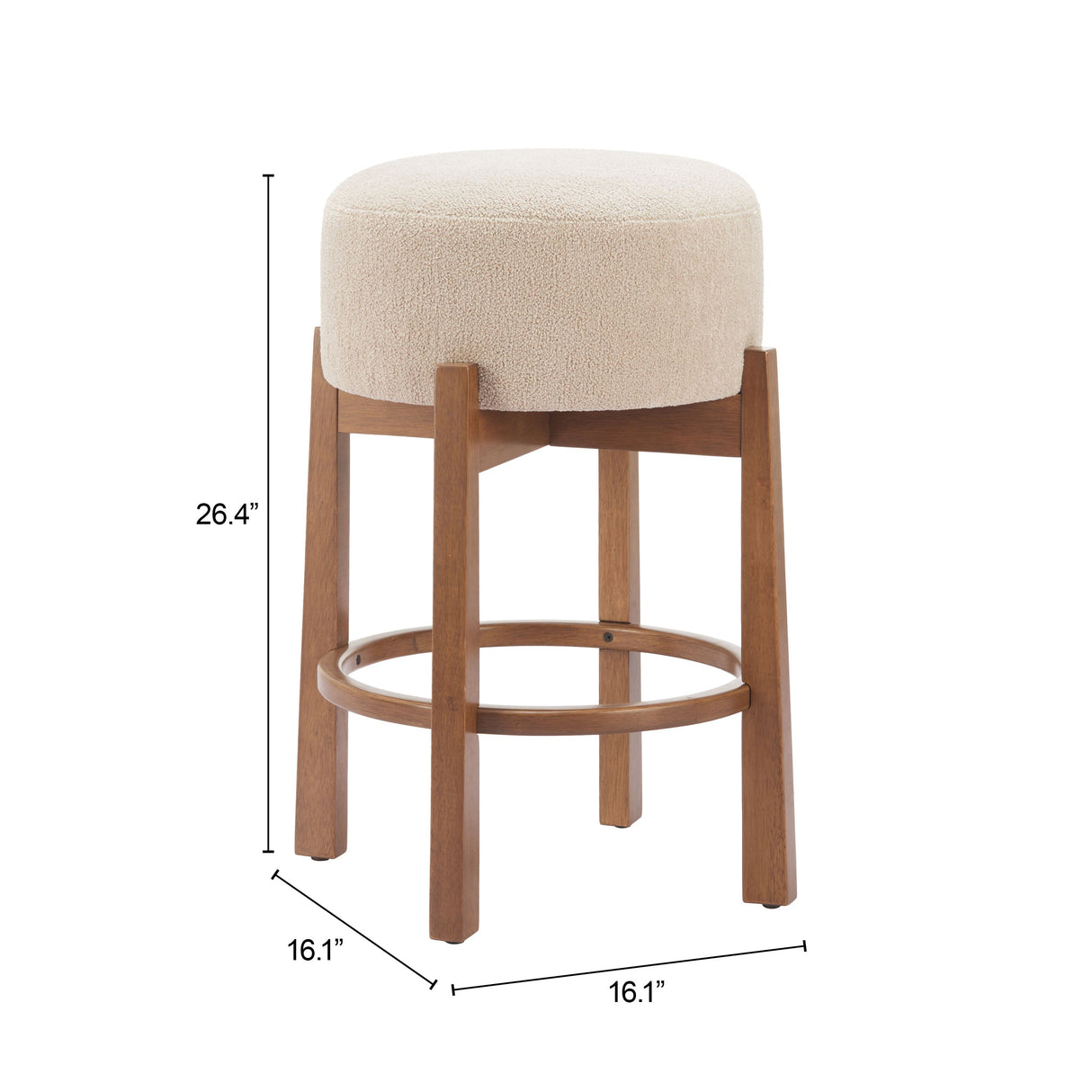 Nade Beige & Walnut Counter Stool (Set of 2) by Zuomod at Eve Furniture