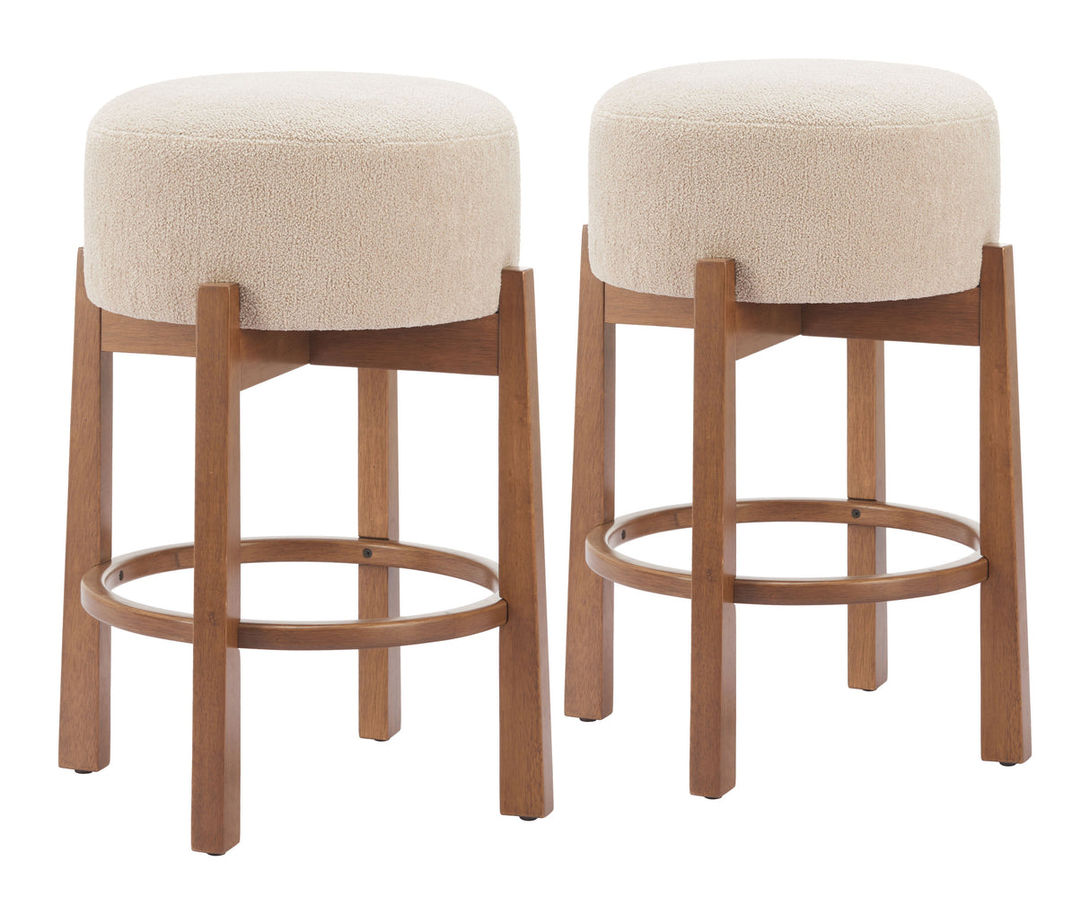 Nade Beige & Walnut Counter Stool (Set of 2) by Zuomod at Eve Furniture