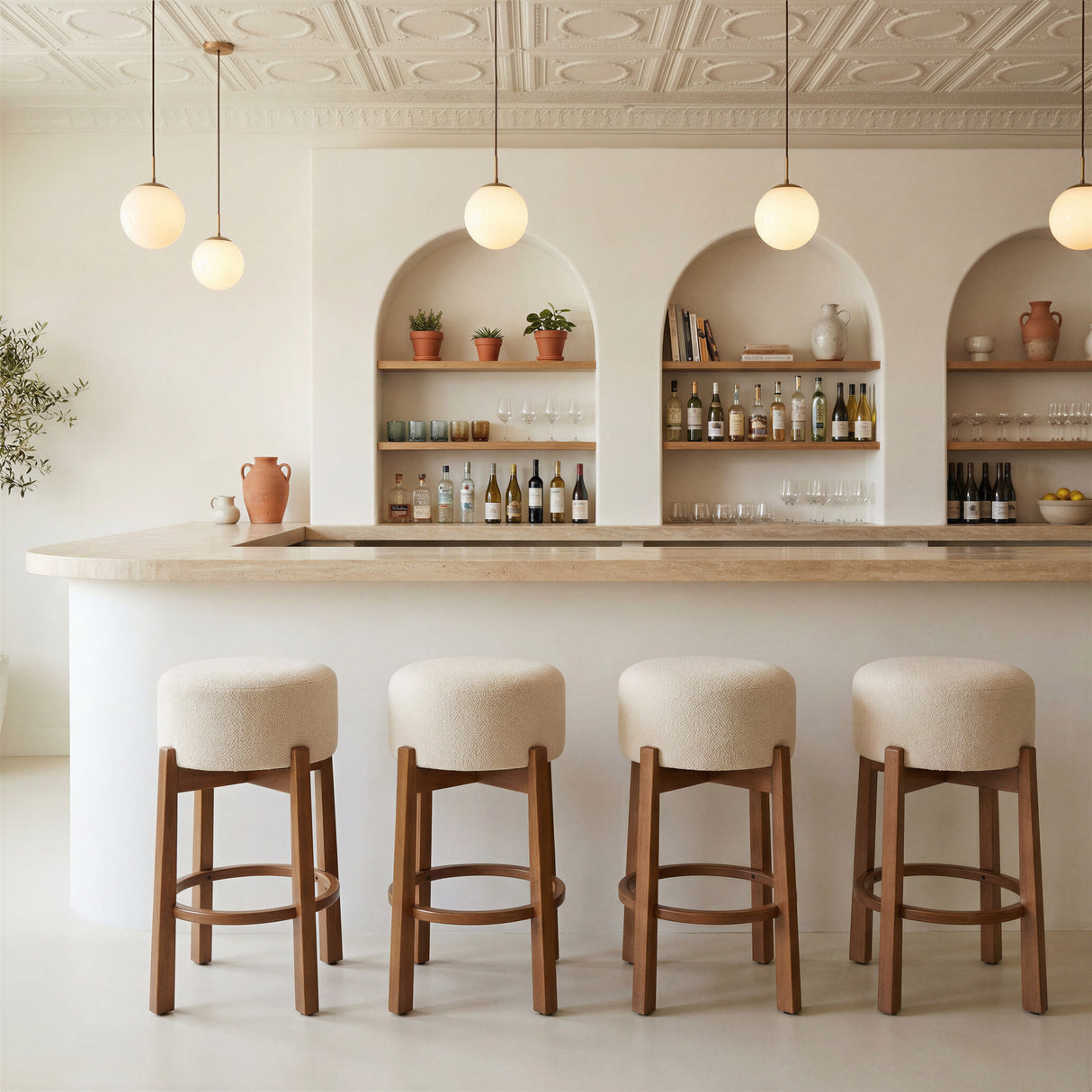 Nade Beige & Walnut Counter Stool (Set of 2) by Zuomod at Eve Furniture